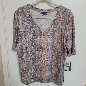 Democracy Python Snake print knit tee NWT